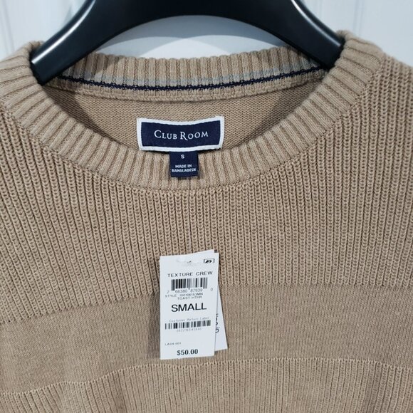 Club Room Textured Cotton Crewneck Sweater Tan NWT - Picture 7 of 11